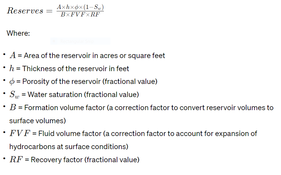 hydrocarbon reserves estimation calculator