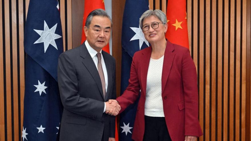 China’s Foreign Minister Wang Yi meets with Australia's Foreign Affairs Minister Penny Wong at Parliament House, in Canberra, March 20, 2024.