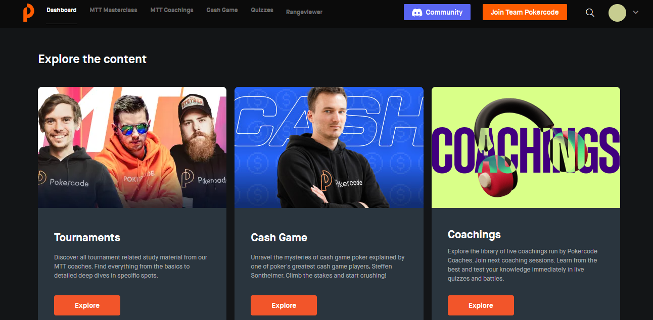 PokerCode Review , dashboard