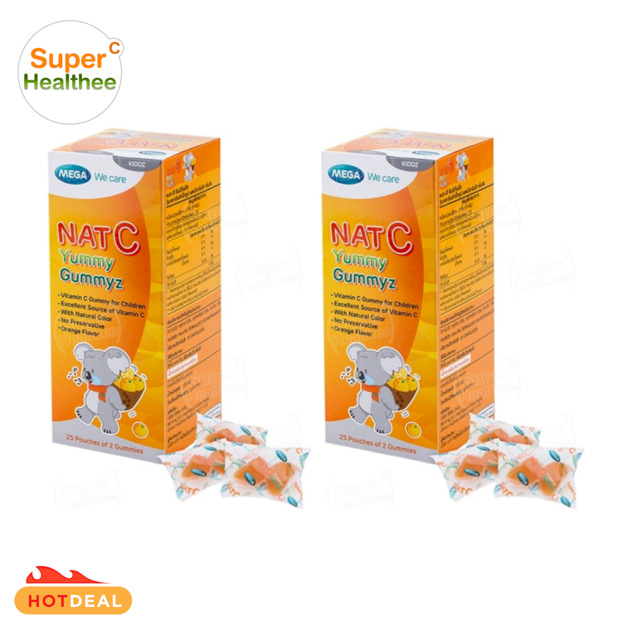 Mega We Care Nat C Yummy gummyz 2x50 Gummies เมก้า วีแคร์ แนท ซี ยัมมี 2x50  ชิ้น (หมดอายุ:2022-08-08) | Lazada.co.th