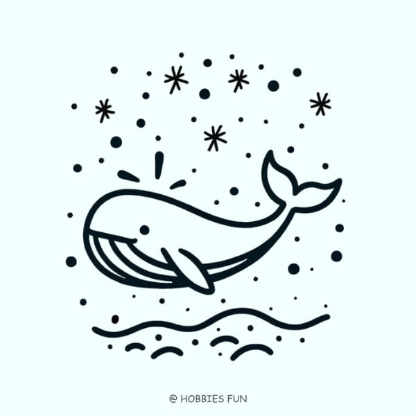 Cute whale drawing easy, Whale in Snow