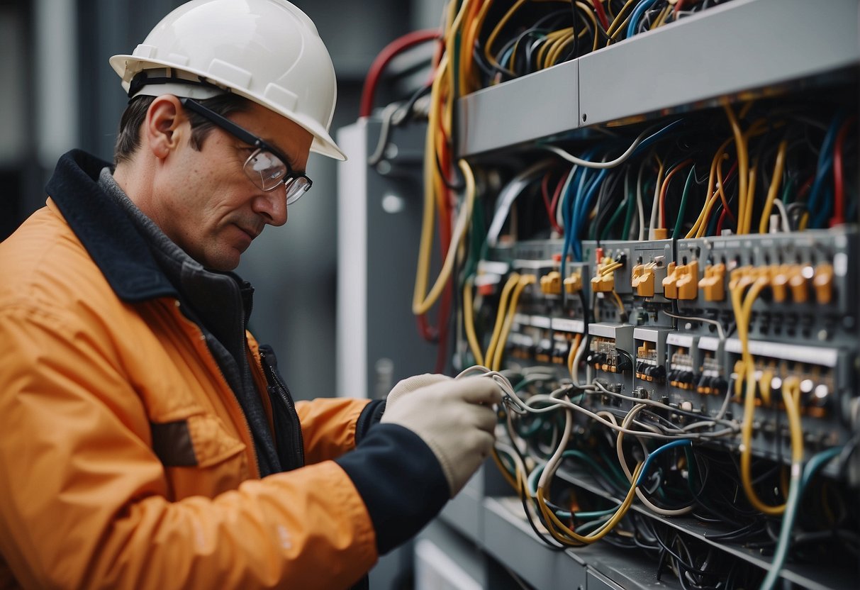 An inspector examines aluminum wiring in Ontario