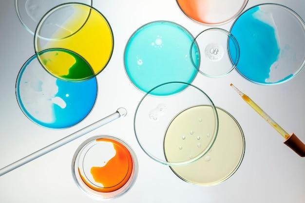 Free photo science background wallpaper, petri dishes flat lay