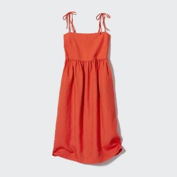 A red dress with straps

Description automatically generated