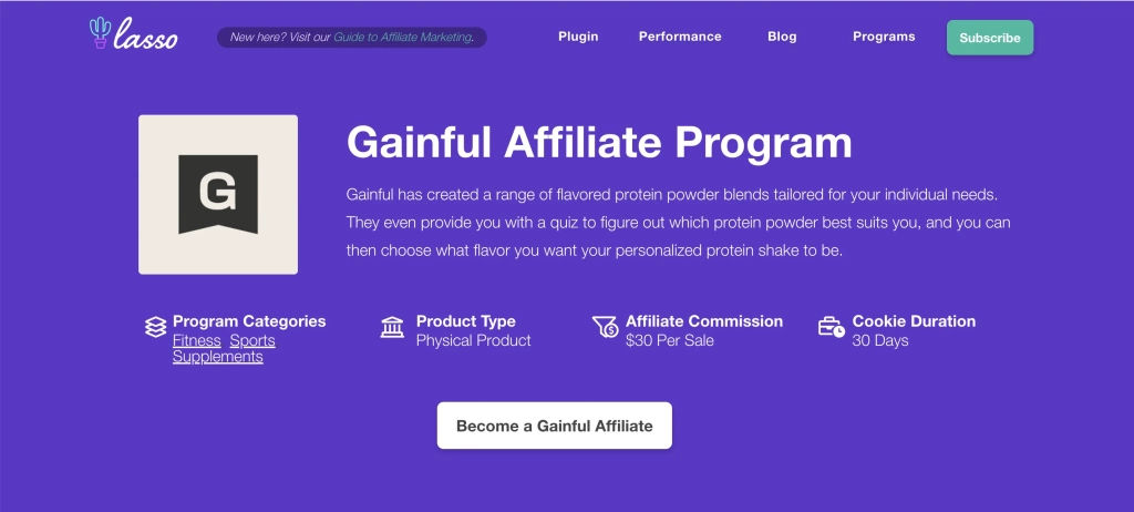 Gainful affiliate program home page