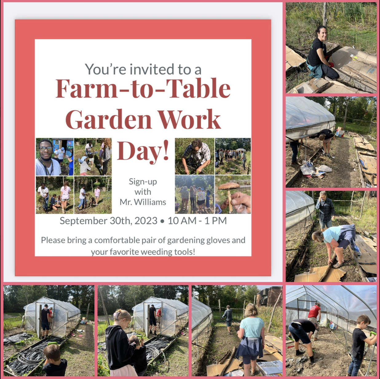 Farm-to-Table Garden Work Day flyer