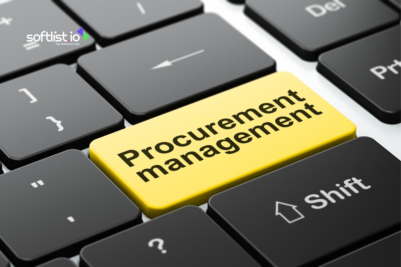 Procurement Management letters on keyboard