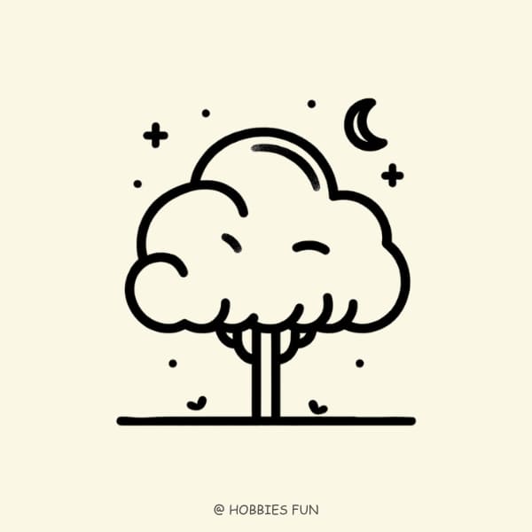 Kawaii tree drawing, Cloud-shaped Tree