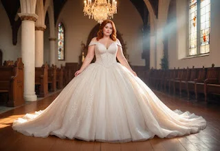 Noiva usando vestido plus size branco