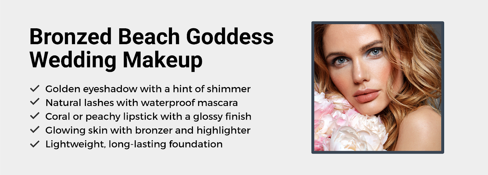 Bronzed beach goddess wedding makeup idea