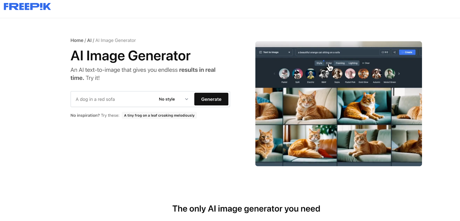 best ai image generator - FreePik screenshot