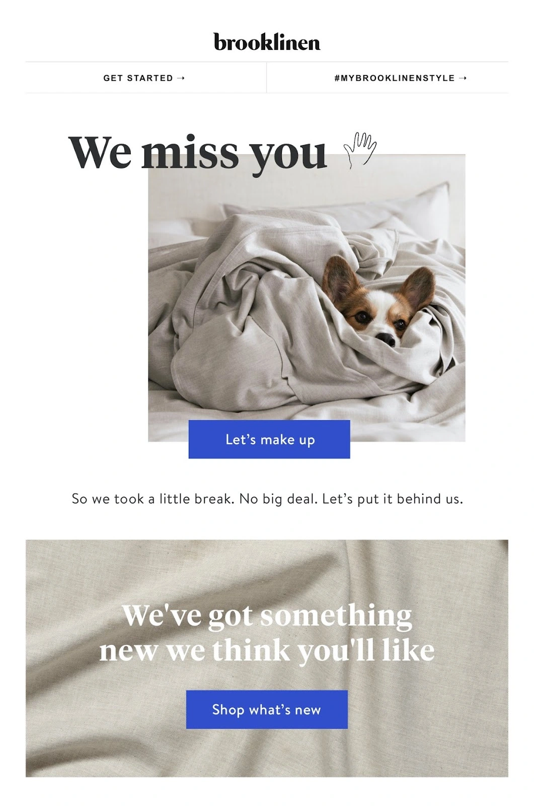 We Miss You" campaign by Brooklinen