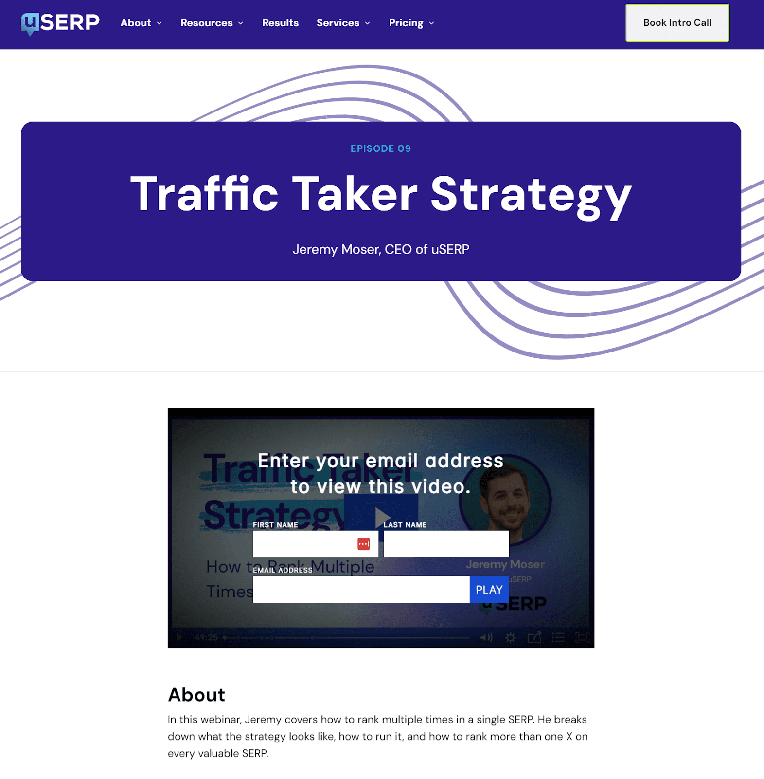 A webinar on Traffic Taker Strategy