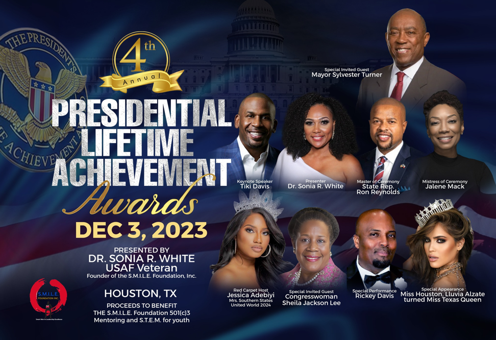 USAF Veteran Dr.  Sonia R. White to Host the 4th Annual Presidential Lifetime Achievement Awards this Sunday, December 3rd, to Honor Community Leaders and Raise Funds for the S.M.I.L.E. Foundation