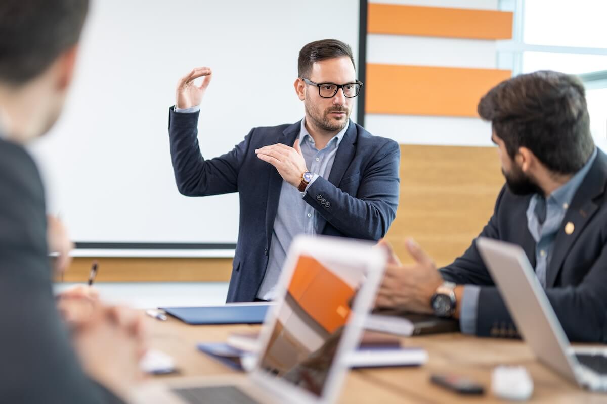 Behavioral health patient engagement: entrepreneur presenting at a meeting