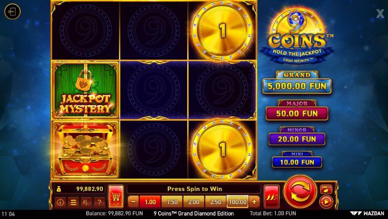 9 Coins Grand Diamond slot - jackpot mystery bonus symbols