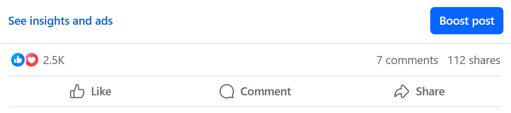 Boost post button on existing Facebook post