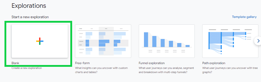 Create a Blank Exploration report to build Email Performance Tracking report