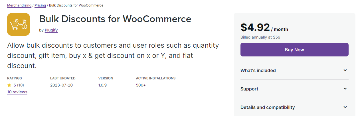 Bulk discounts for WooCommerce