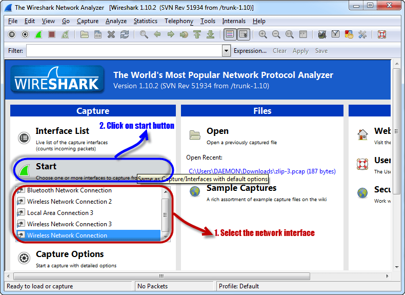 Olfateando la red usando Wireshark