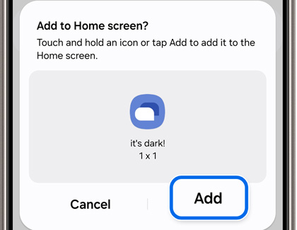 Add option highlighted in Add to Home screen pop-up