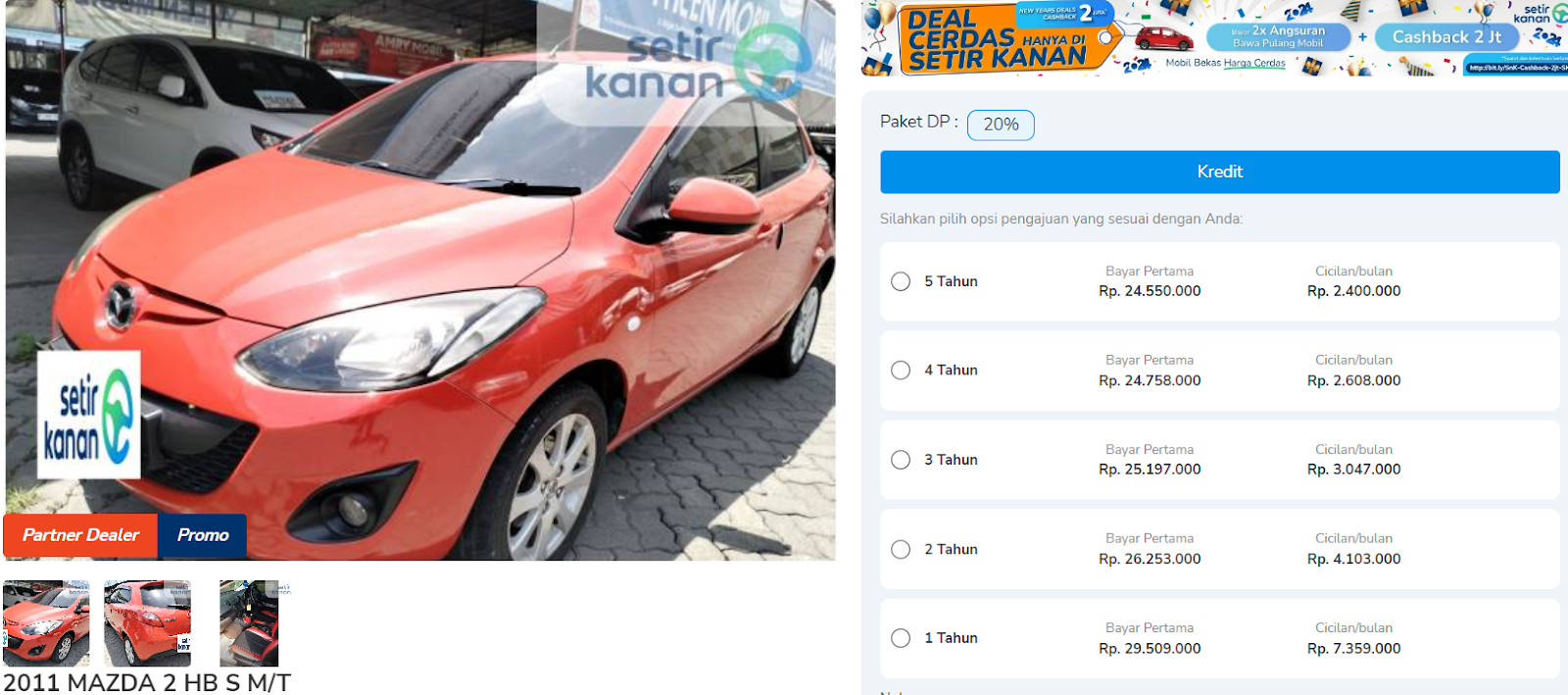 Simulasi Kredit Mazda 2 HB S M/T 2011