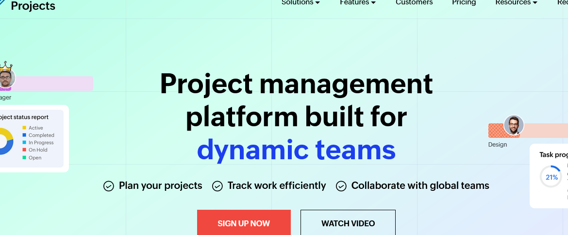 image showing Zoho Projects as agile project management software