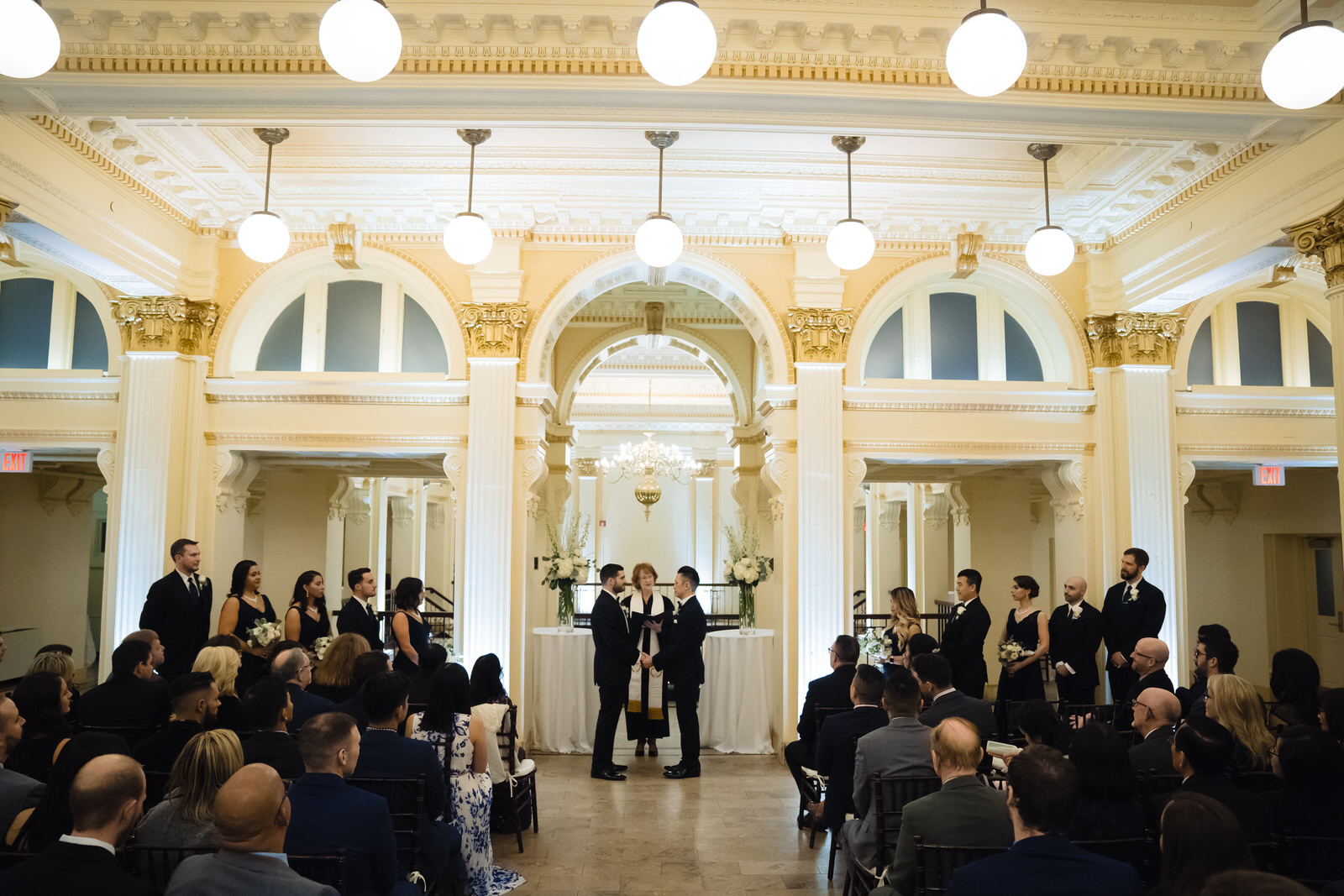 Providence Public Library Wedding Photo of the grooms by Boston Wedding Photographer Nicole Chan Photography
