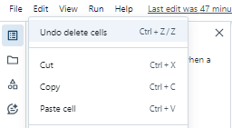 Undoing delete to recover deleted cells - Databricks notebook