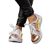 Trendy white and gold metallic sneakers