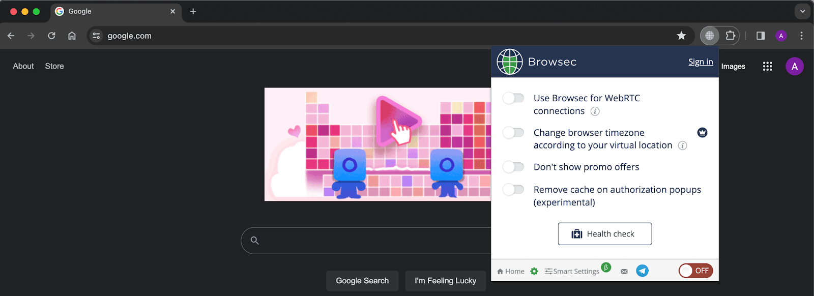 VPN security stack for browser extension
