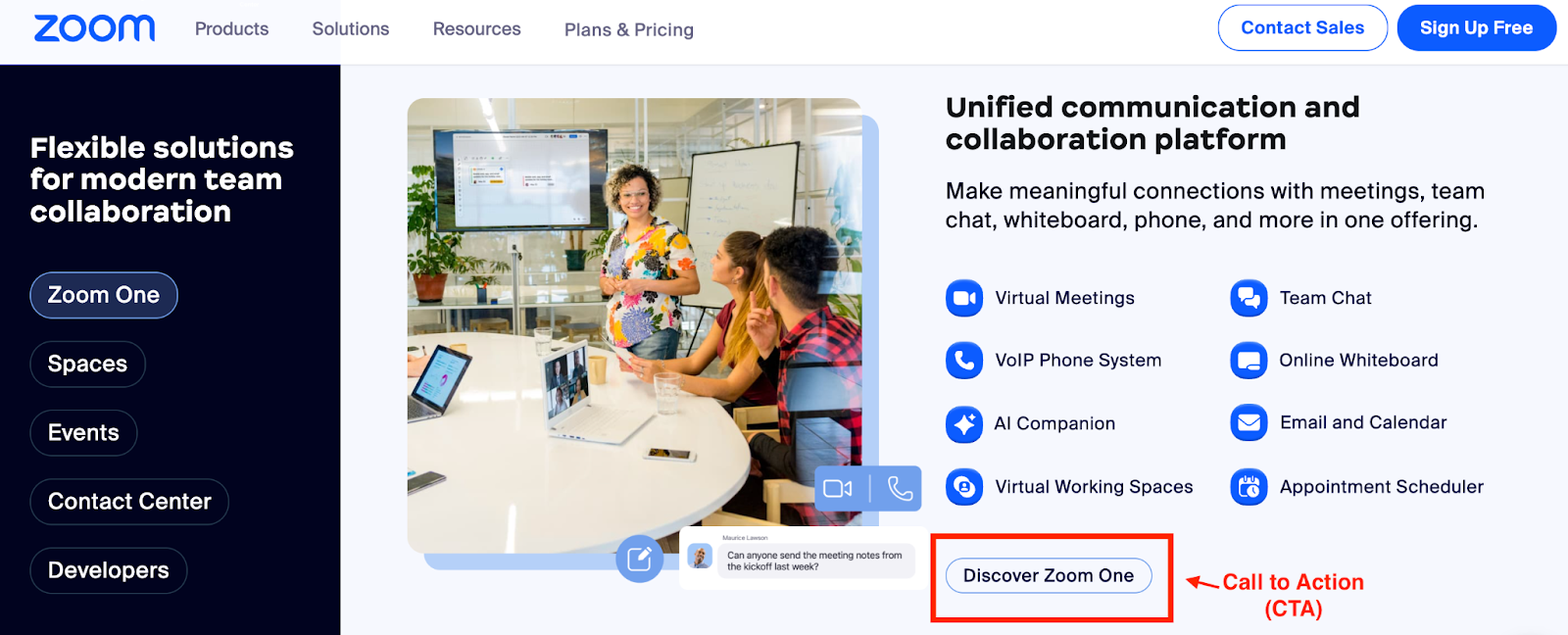 zoom - call to action (CTA)