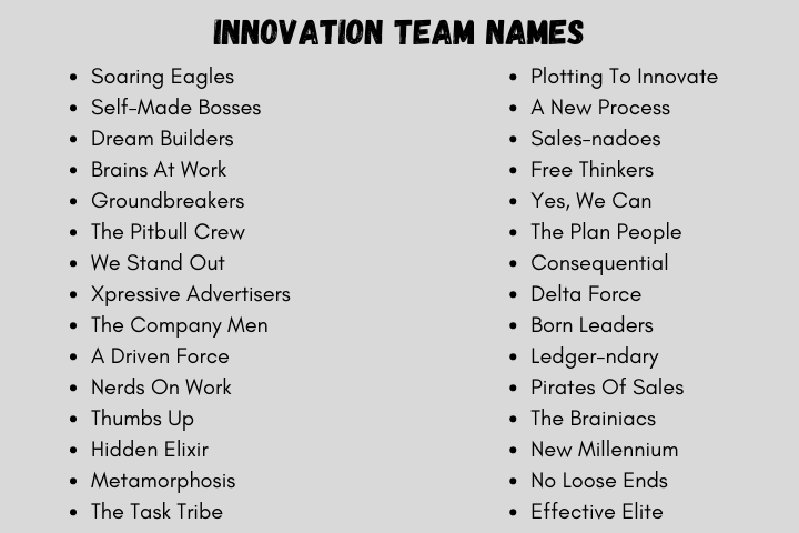 Innovation Team Names