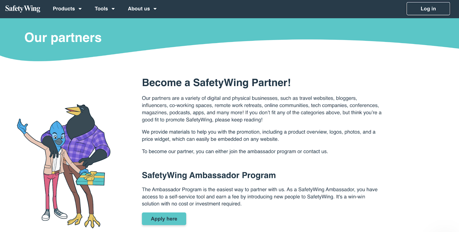SafetyWing partner program page