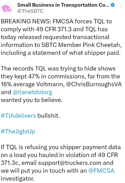 FMCSA acts against TQL over broker transparency
