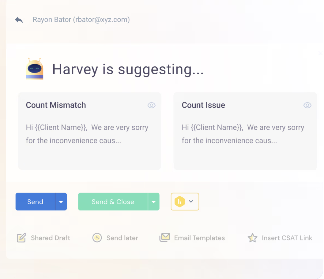 Hiver's Email Template Suggestions by AI