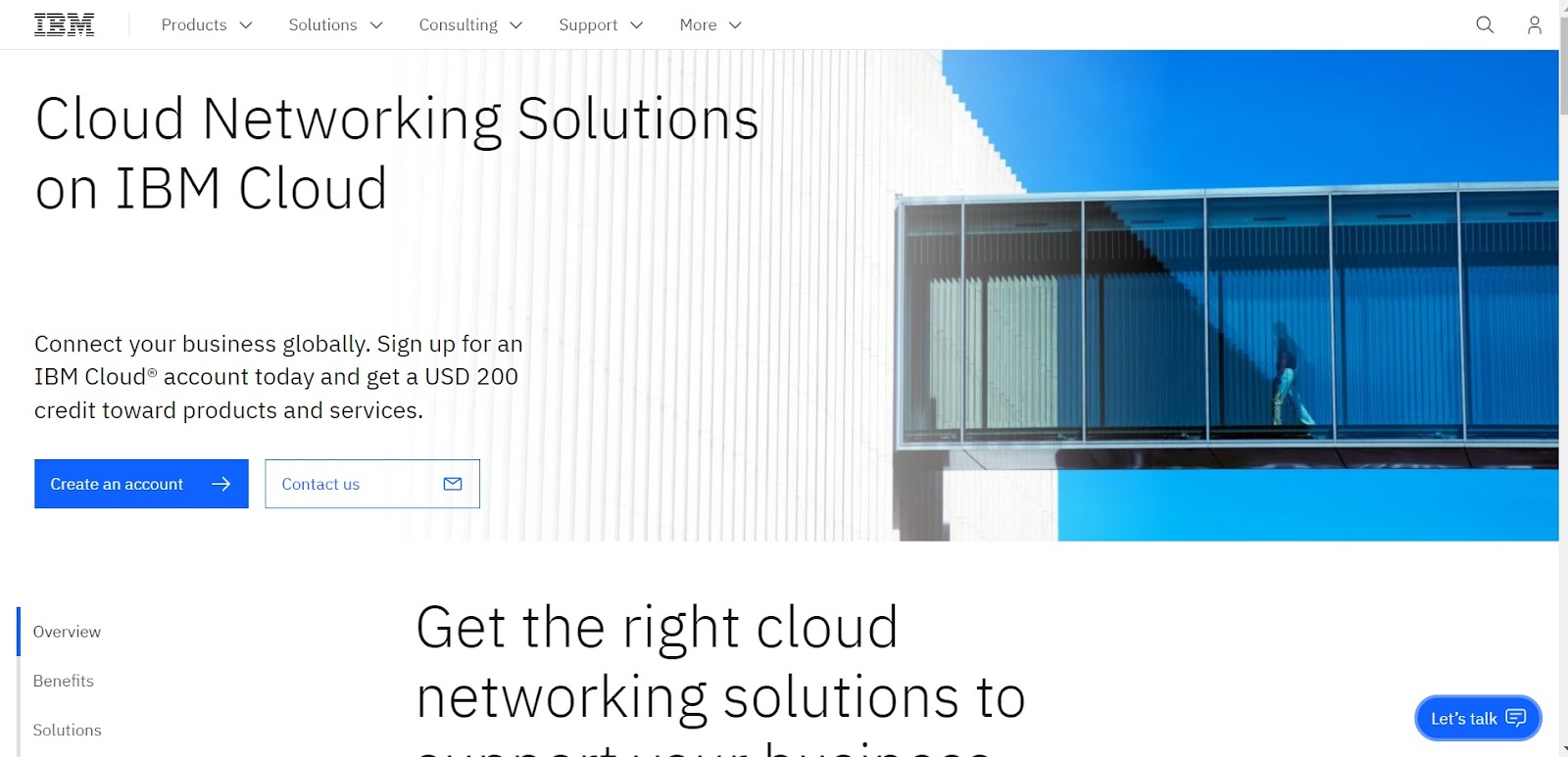 A screenshot of IBM Cloud Networking's website