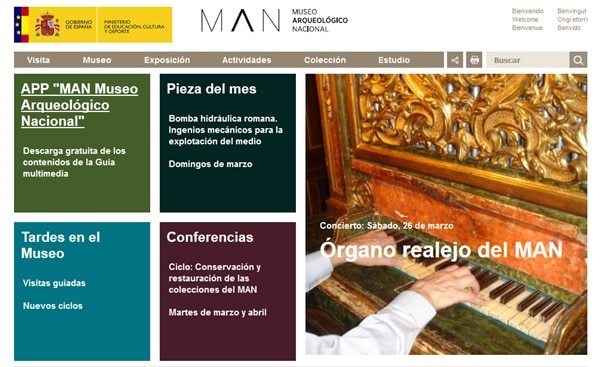 web del Museo Arqueológico Nacional de Madrid