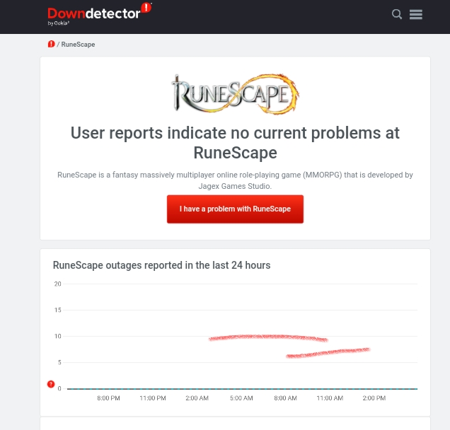 Check Runescape Server Status at Downdetector 