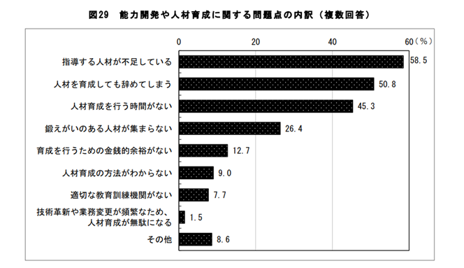 能力開発や人材育成に関する問題点