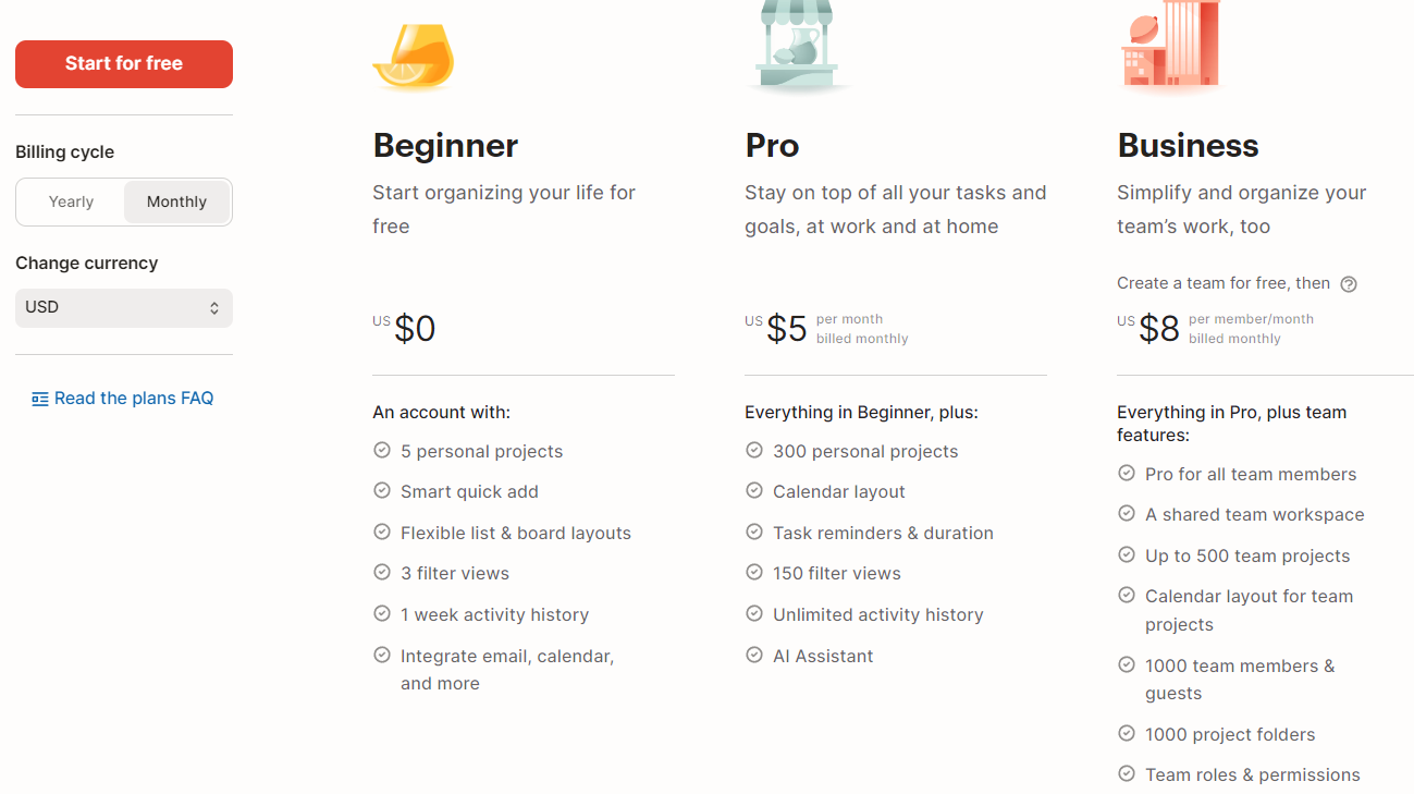 Todoist Pricing Plans