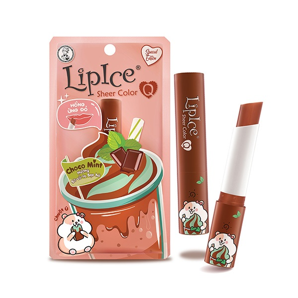 Review son dưỡng môi có màu Lipice Sheer Color Q Choco Mint Hồng Ửng Đỏ