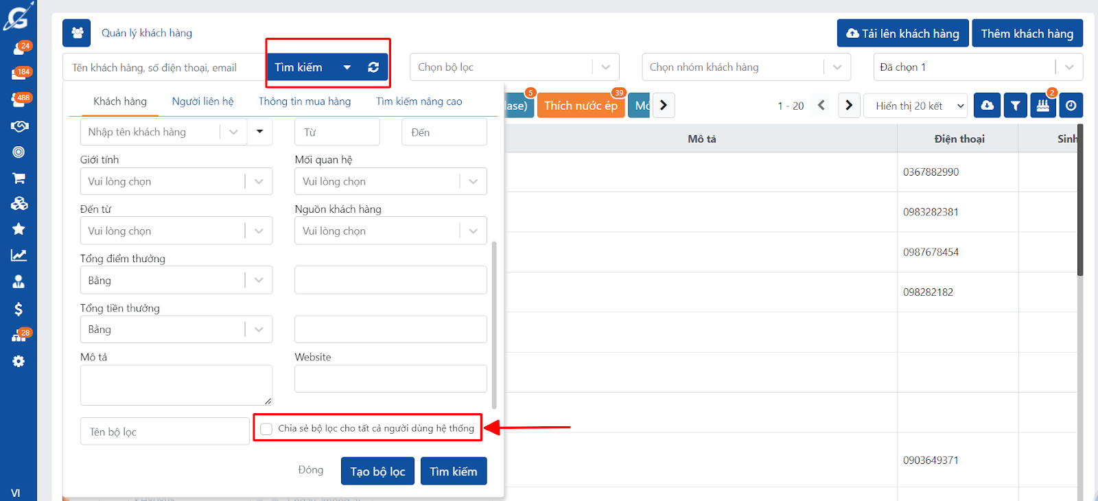 Điều chỉnh logic khi tạo bộ lọc của tôi