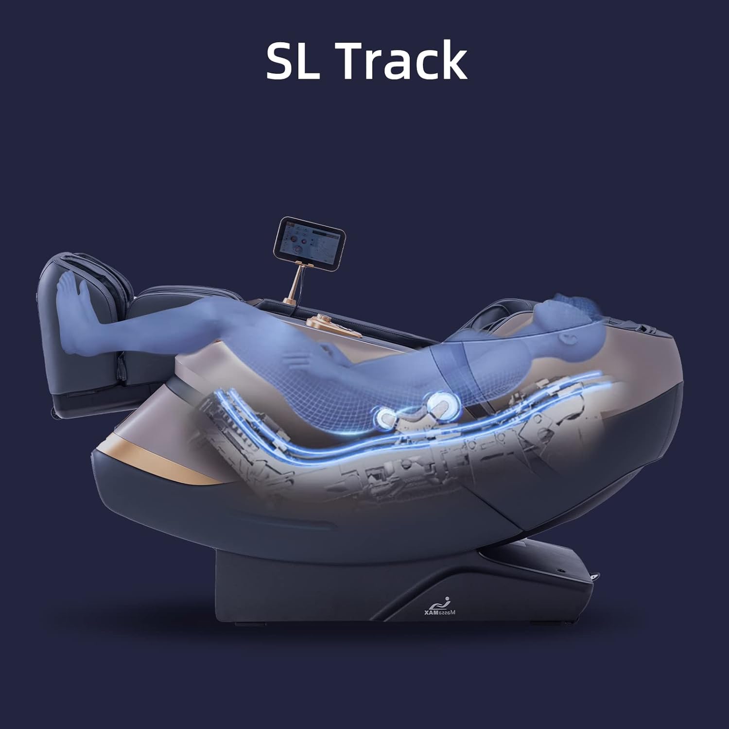 Image of a Zero Gravity Chair showing SL track Massage system