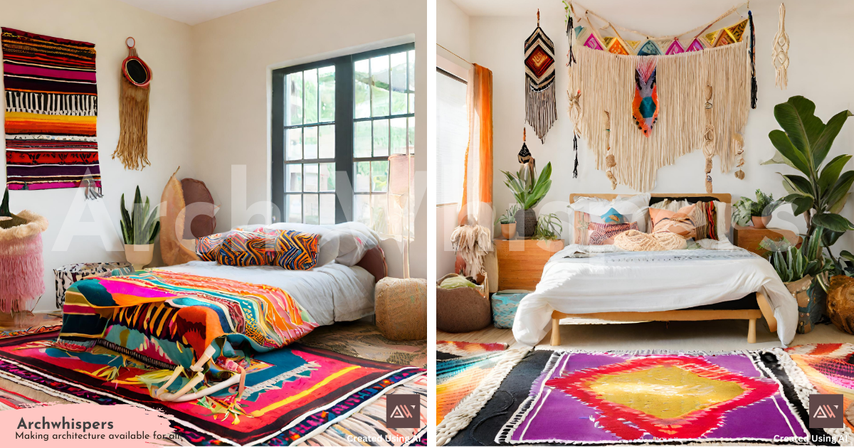 A Cosy African Bedroom With Rugs & Thread Hangings