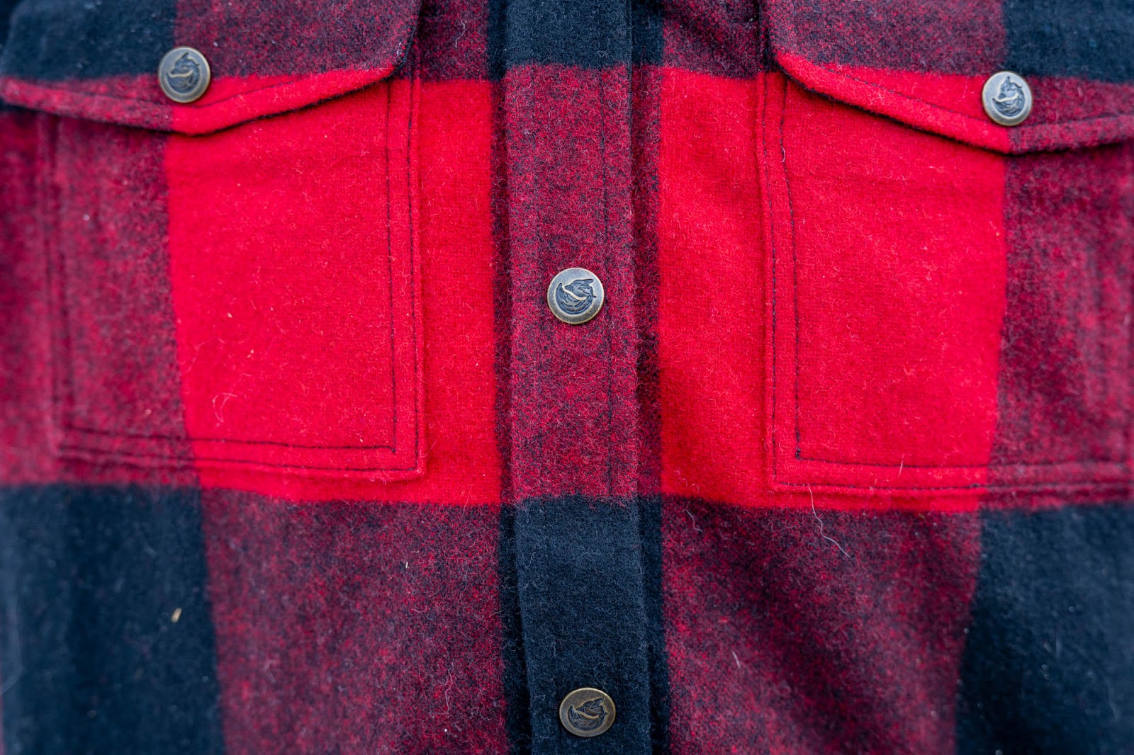 close-up of flannel snaps 
