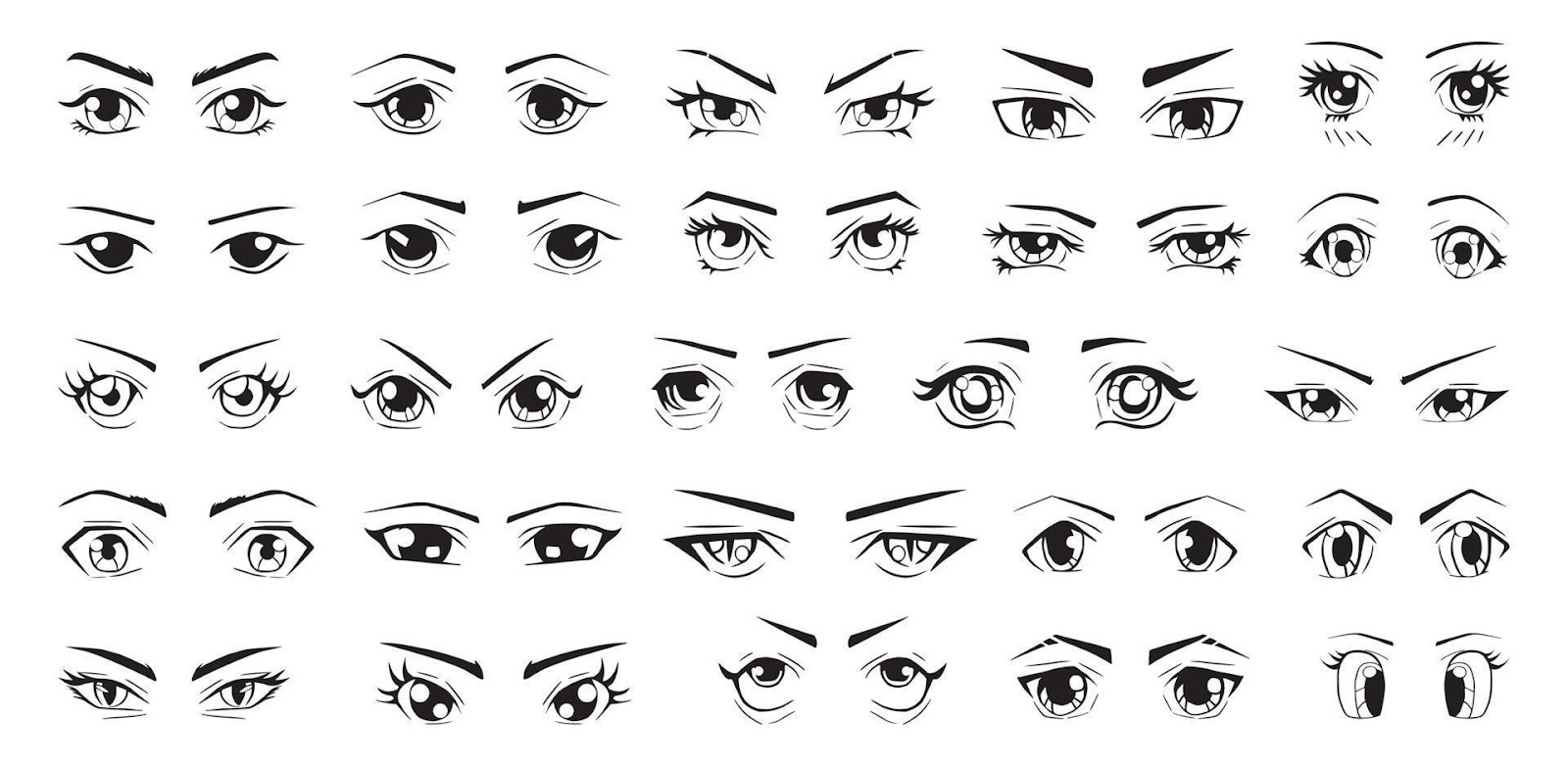 25 different drawings of anime eye styles