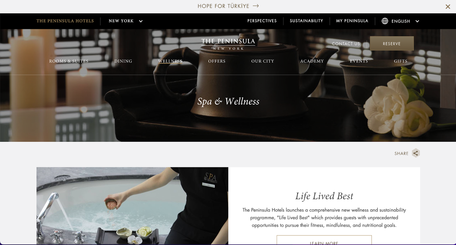 spa website examples, the peninsula spa