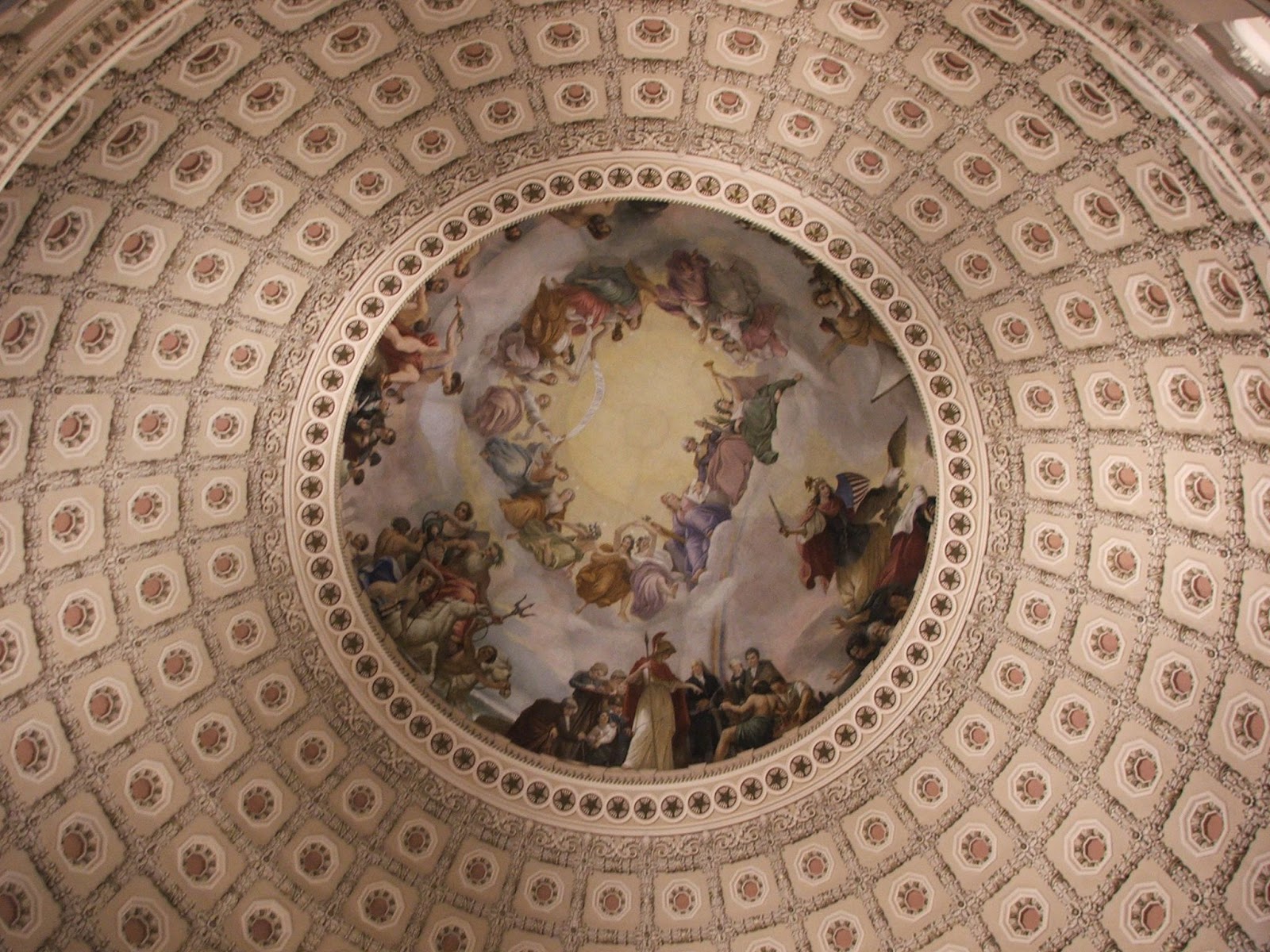 On-site image of the art on the ceiling of the U.S. Senate Chamber