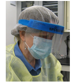 Text Box: Eye protection using safety glasses. Face splatter protection using face mask and shield. Source: Berkeley Lab EHS. 